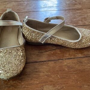Glittery Gold Kids Dress Shoes
